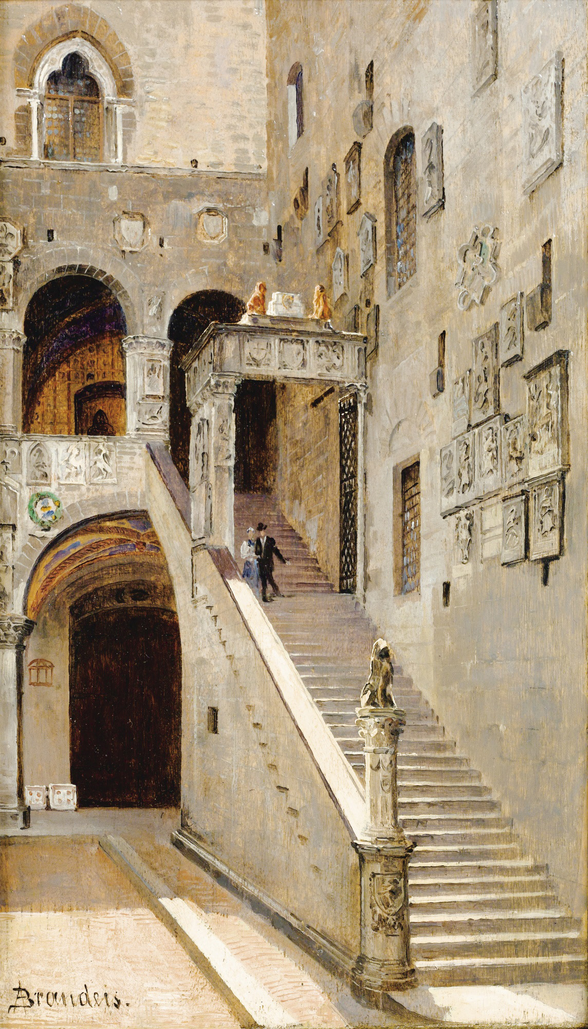 staircase in the inside yard of palazzo vecchio in florence